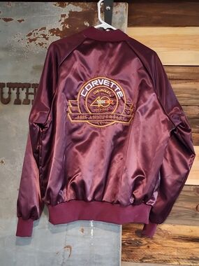 Vintage 90's Corvette 40th Anniversary Satin Bomber Jacket